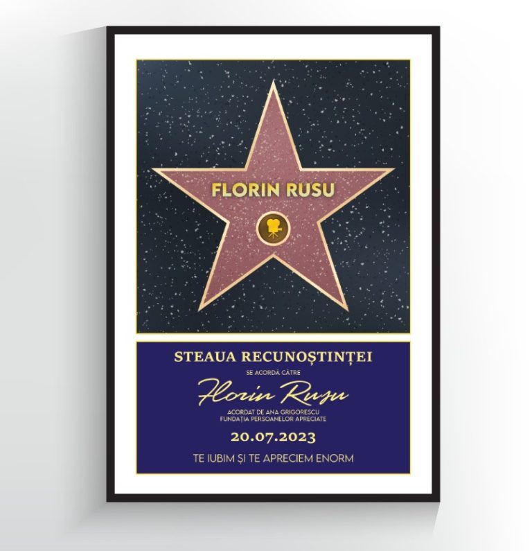 Tablou Steaua Hollywood Personalizata cadou pentru parinti cadou pentru ea cadou cadou de lux hall of fame