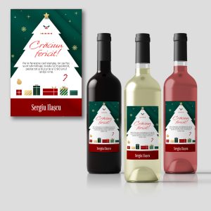 Eticheta sau Sticlă de Vin Personalizată Urare de Crăciun