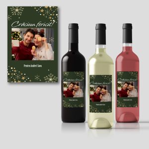 Eticheta sau Sticlă de Vin de Crăciun Personalizată Festiv