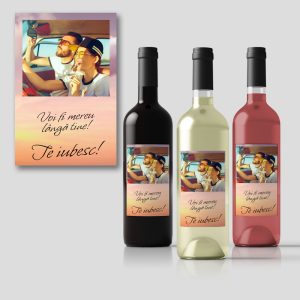 Eticheta sau Sticlă de Vin Personalizată Valentine’s Day