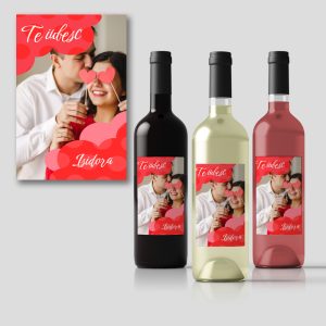 Etichetă sau Sticlă de Vin Personalizată Valentine’s Day